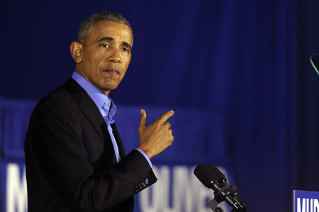 Barack Obama auf einer Wahlkampfveranstaltung in Newark