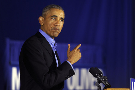 Barack Obama auf einer Wahlkampfveranstaltung in Newark