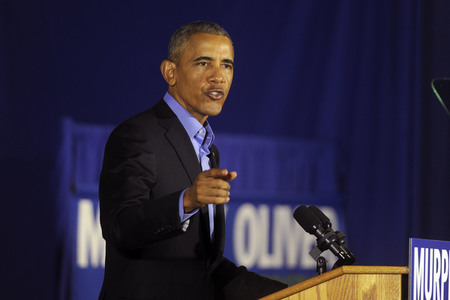 Barack Obama auf einer Wahlkampfveranstaltung in Newark
