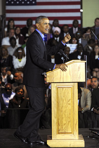 Barack Obama auf einer Wahlkampfveranstaltung in Newark