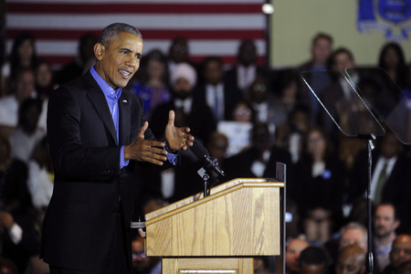 Barack Obama auf einer Wahlkampfveranstaltung in Newark