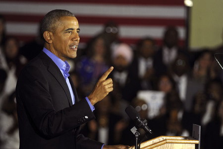 Barack Obama auf einer Wahlkampfveranstaltung in Newark
