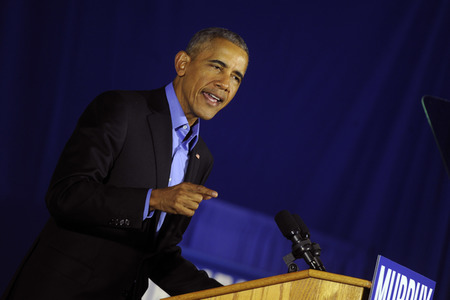 Barack Obama auf einer Wahlkampfveranstaltung in Newark