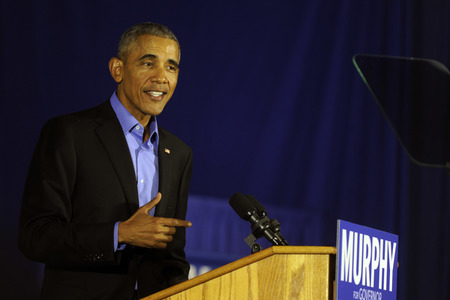 Barack Obama auf einer Wahlkampfveranstaltung in Newark