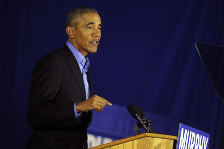 Barack Obama auf einer Wahlkampfveranstaltung in Newark