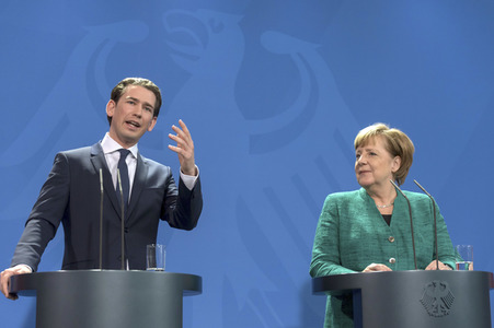 Pressekonferenz mit Merkel und Kurz in Berlin