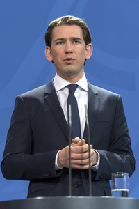 Pressekonferenz mit Merkel und Kurz in Berlin