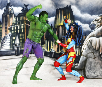 GEEK ART: Hulk vs Iron Quinn Bodypainting