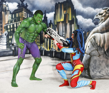 GEEK ART: Hulk vs Iron Quinn Bodypainting