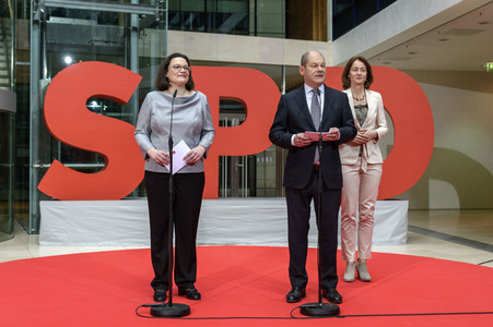 Pressekonferenz zur Vorstellung der Minister der SPD in der zukünftigen Regierung in Berlin