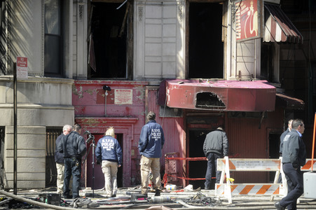 Filmset von 'Motherless Brooklyn' am Tag nach dem Brand in New York