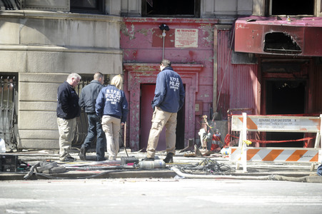 Filmset von 'Motherless Brooklyn' am Tag nach dem Brand in New York