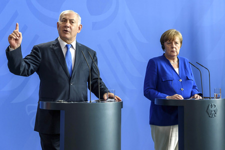 Pressekonferenz mit Angla Merkel und Benjamin Netanjahu in Berlin