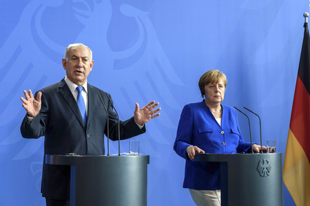 Pressekonferenz mit Angla Merkel und Benjamin Netanjahu in Berlin