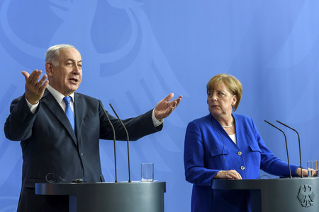 Pressekonferenz mit Angla Merkel und Benjamin Netanjahu in Berlin