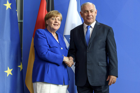 Pressekonferenz mit Angla Merkel und Benjamin Netanjahu in Berlin