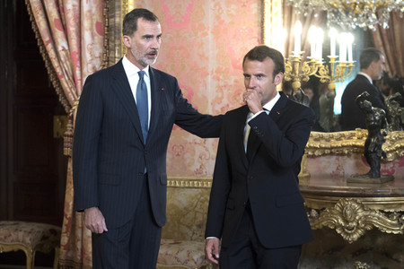 Empfang von König Felipe und Präsident Macron in Madrid