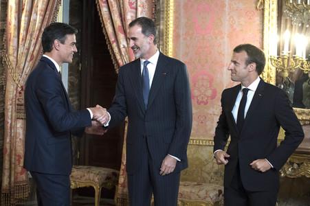 Empfang von König Felipe und Präsident Macron in Madrid