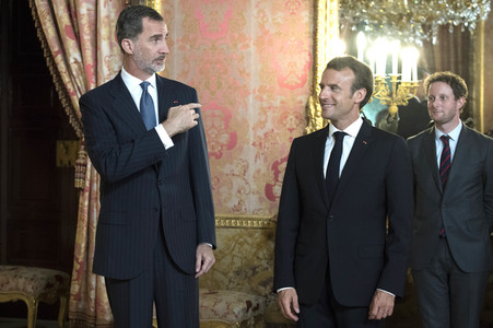 Empfang von König Felipe und Präsident Macron in Madrid