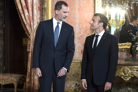 Empfang von König Felipe und Präsident Macron in Madrid