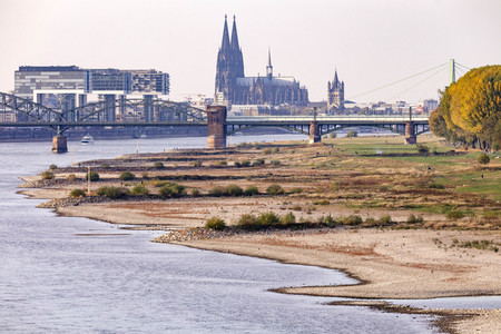 Niedrigwasser im Rhein in Köln