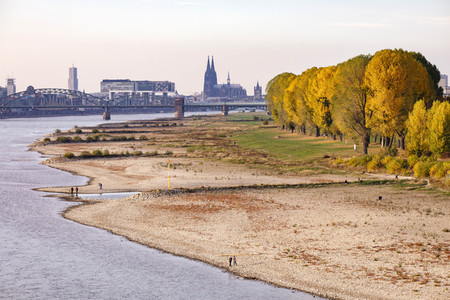 Niedrigwasser im Rhein in Köln