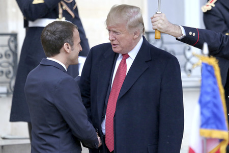 Präsident Marcron empfängt Präsident Trump in Paris