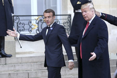 Präsident Marcron empfängt Präsident Trump in Paris
