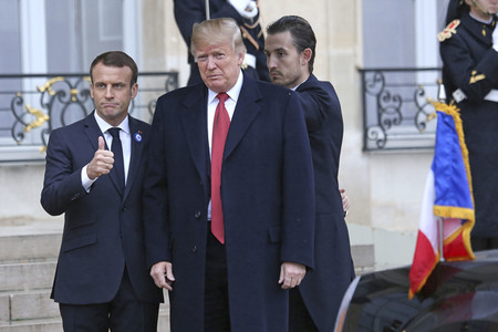 Präsident Marcron empfängt Präsident Trump in Paris