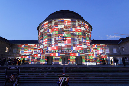 Start der Lichtinstallation zur Hauptrunde der Handball-WM in Köln