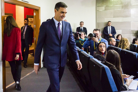 Pressekonferenz mit Pedro Sanchez in Madrid