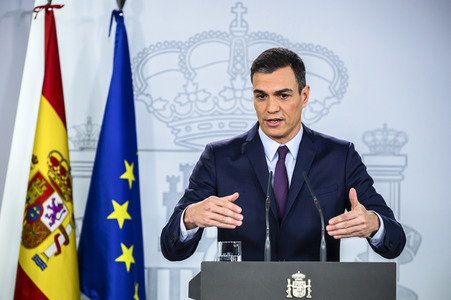 Pressekonferenz mit Pedro Sanchez in Madrid