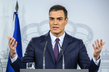 Pressekonferenz mit Pedro Sanchez in Madrid