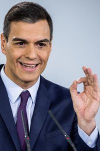 Pressekonferenz mit Pedro Sanchez in Madrid