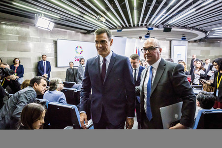 Pressekonferenz mit Pedro Sanchez in Madrid
