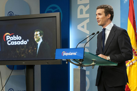 Pressekonferenz mit Pablo Casado in Madrid