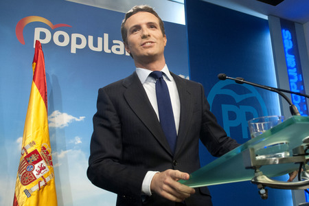 Pressekonferenz mit Pablo Casado in Madrid