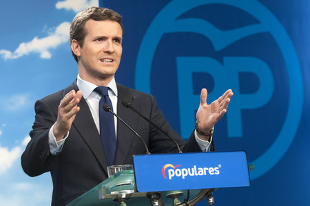 Pressekonferenz mit Pablo Casado in Madrid