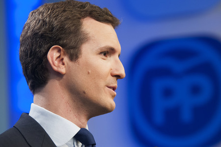 Pressekonferenz mit Pablo Casado in Madrid