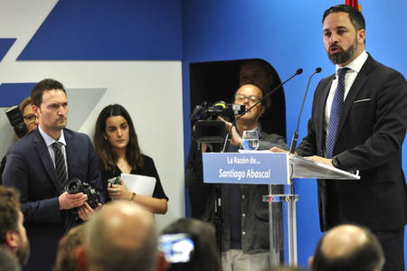 Pressekonferenz mit Santiago Abascal in Madrid