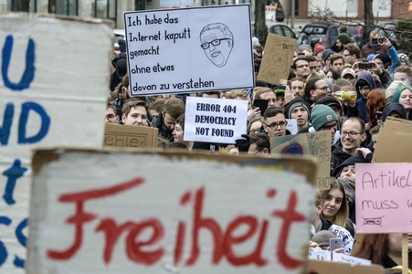 Demonstration gegen EU-Urheberrechtsreform in Berlin
