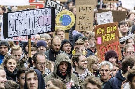 Demonstration gegen EU-Urheberrechtsreform in Berlin