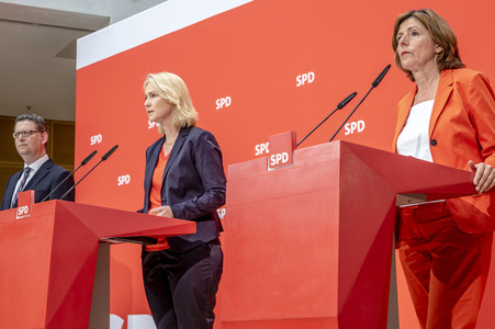 Pressekonferenz der SPD zur Nachfolge Andrea Nahles in Berlin
