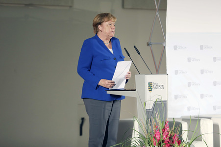 Angela Merkel beim Frauennetzwerktreffen in Dresden