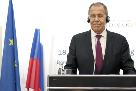 Pressekonferenz mit Heiko Maas und Sergei Lawrow in Königswinter