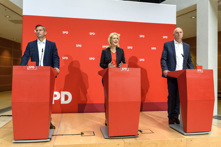 Pressekonferenz der SPD nach den Landtagswahlen in Brandenburg und Sachsen in Berlin
