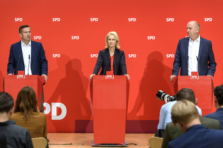 Pressekonferenz der SPD nach den Landtagswahlen in Brandenburg und Sachsen in Berlin
