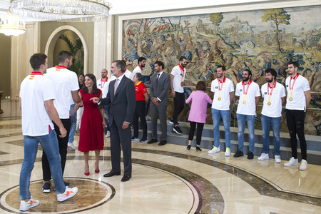 Empfang für das spanische Basketball-Team in Madrid