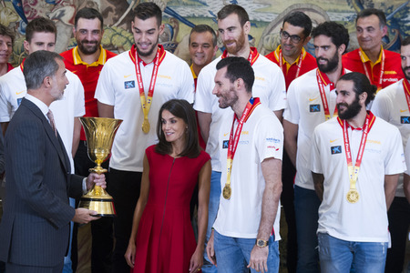 Empfang für das spanische Basketball-Team in Madrid
