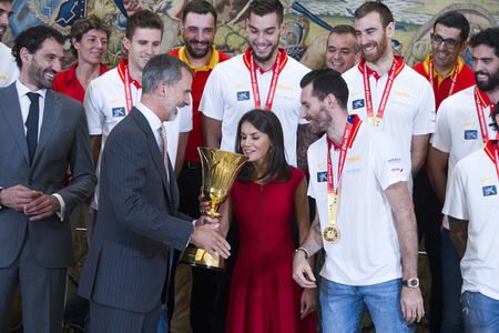 Empfang für das spanische Basketball-Team in Madrid